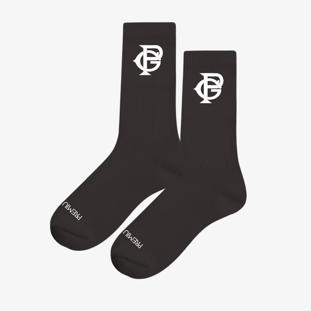 premiumgoods. monogram logo socks (black/white) Premium Goods