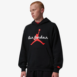 mens jordan brooklyn fleece pullover hoodie (black/infrared 23)