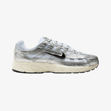 mens nike p-6000 white black metallic silver - front