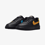 preschool nike force 1 low black action grape laser orange - side