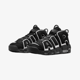 mens nike air more uptempo 96 black white - side