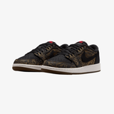 gradeschool jordan 1 retro low og laser black varsity red - side