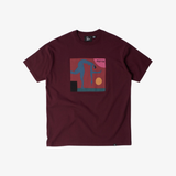 mens parra tripped up s/s tee (dark red)