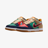 gradeschool nike dunk low midnight navy speed red green noise - side