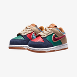 toddler nike dunk low midnight navy speed red green noise - side