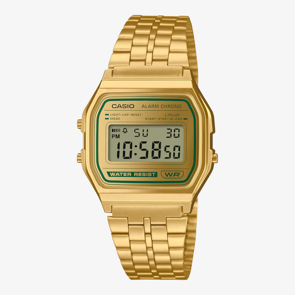 casio vintage digital watch (green/gold)