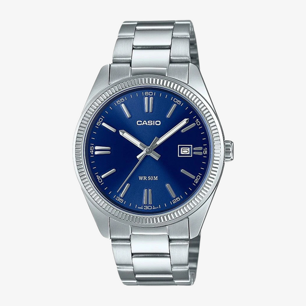 casio analog watch (silver/blue)