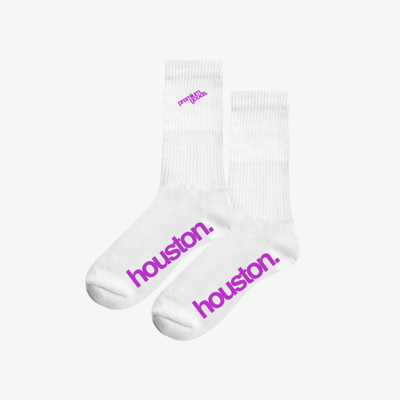 premiumgoods. crew socks (white/magenta)