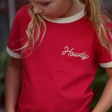 kids howdy vintage s/s ringer tee (red)