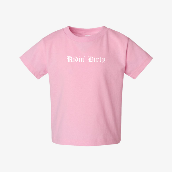 kids ridin' dirty 1996 logo s/s tee (pink)