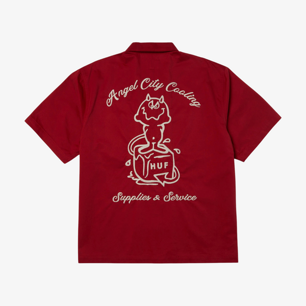 mens huf supplies & service shirt (cardinal)