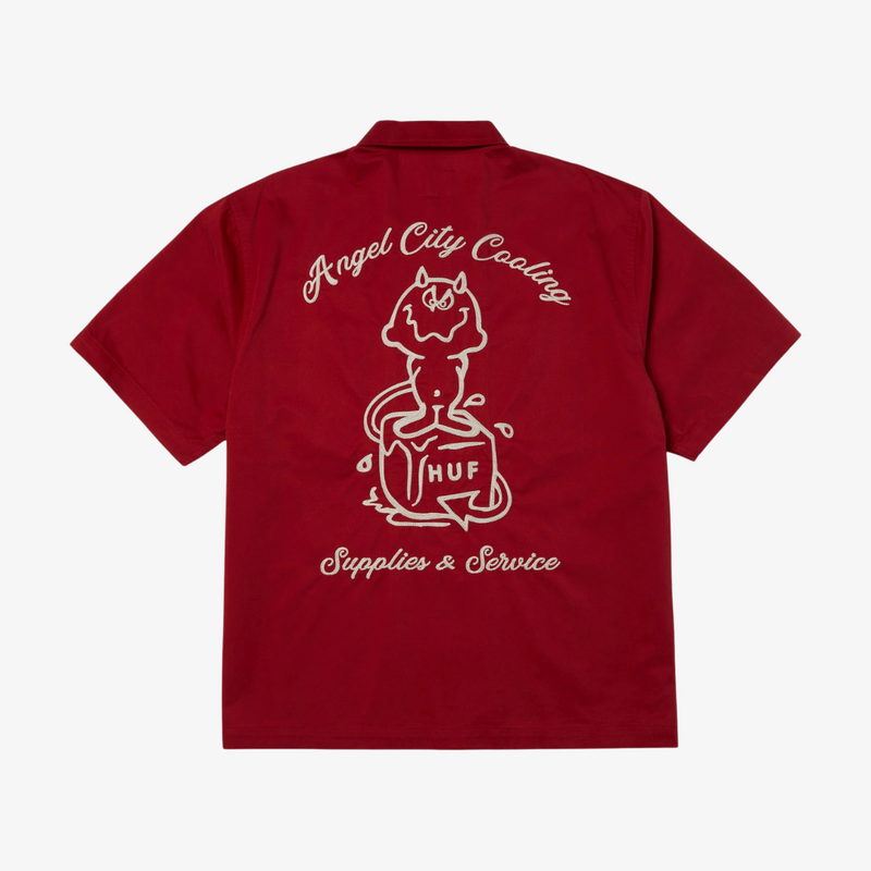 mens huf supplies & service shirt (cardinal)