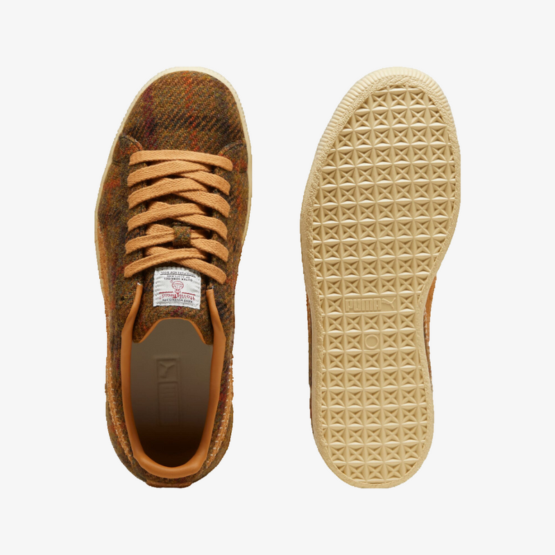 mens puma clyde x harris tweed (chamomile/caramel latte)