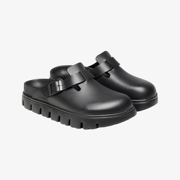 womens birkenstock boston chunky leather (black)