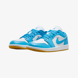 womens jordan 1 low (white/dark powder blue)