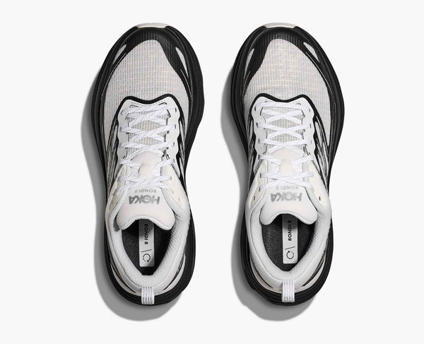 mens hoka bondi 8 ts caged (white/black)