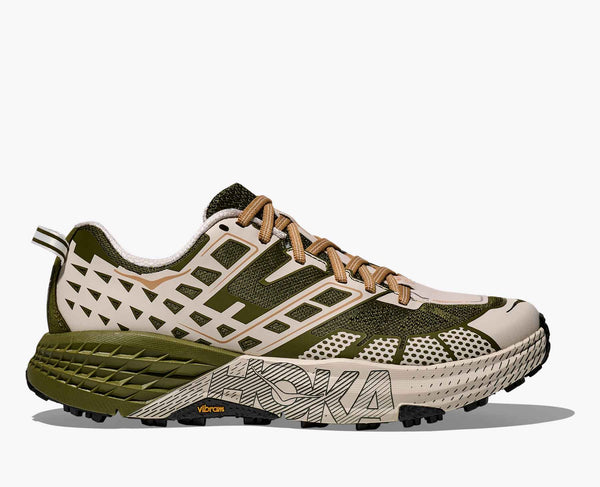 mens hoka speedgoat 2 (moss green/rose cream)
