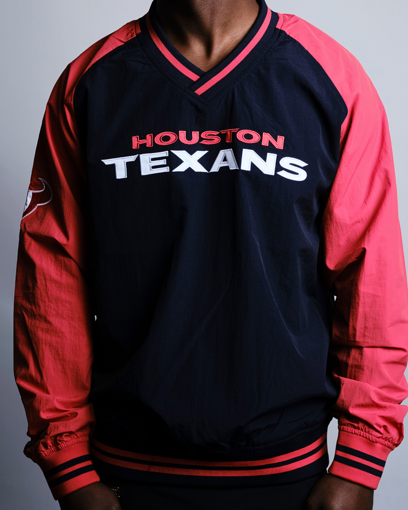 mens mitchell & ness nfl nylon pullover current houston texans (navy)