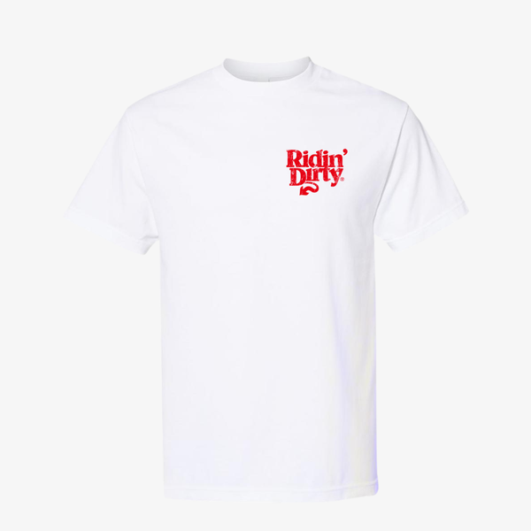 mens ridin dirty tail logo s/s tee (white)