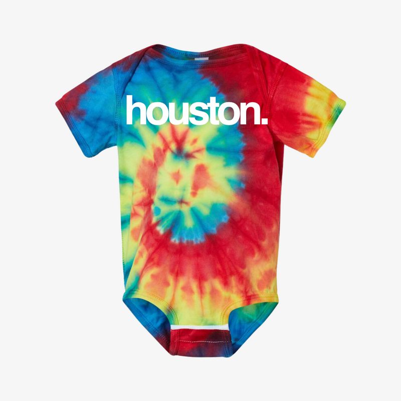 toddler premiumgoods. houston. s/s onesie (rainbow/tie-dye)