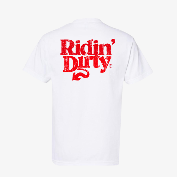 mens ridin dirty tail logo s/s tee (white)
