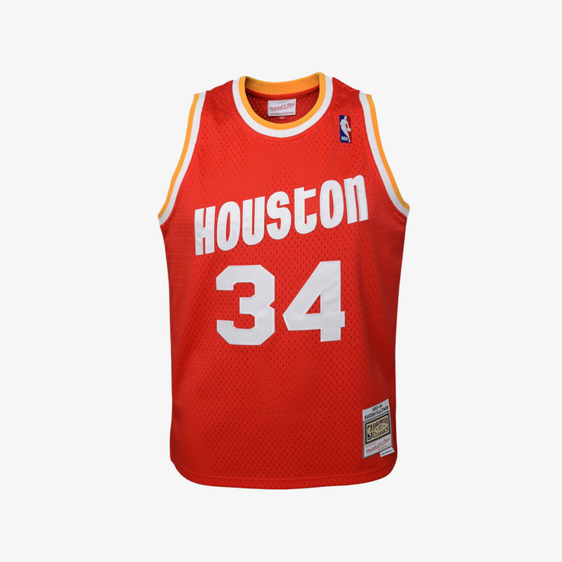 kids mitchell ness hakeem olajuwon rockets jersey red white