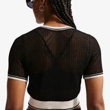 womens nike sportswear chill knit crop top (black/chalk)