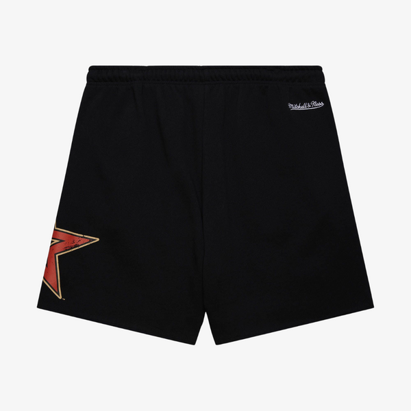 mens mitchell & ness houston astros postgame vintage logos fleece shorts (black)
