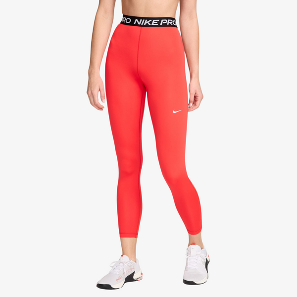 womens nike pro 365 high-waisted 7/8 mesh panel leggings (light crimson)