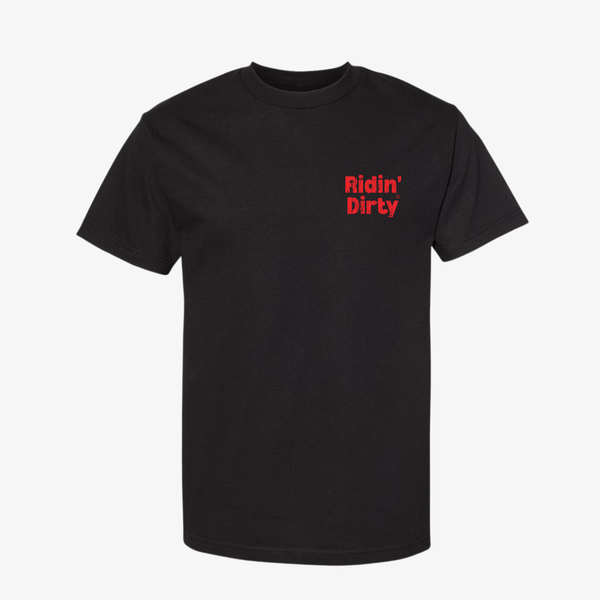 mens ridin' dirty cat logo s/s tee (black)