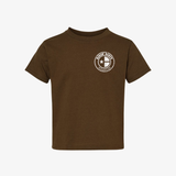 kids ridin' dirty distressed og logo (brown/white)