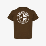kids ridin' dirty distressed og logo (brown/white)