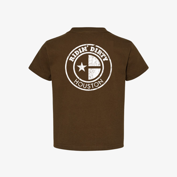 kids ridin' dirty distressed og logo (brown/white)