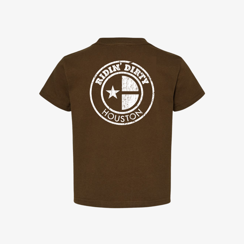 kids ridin' dirty distressed og logo (brown/white)