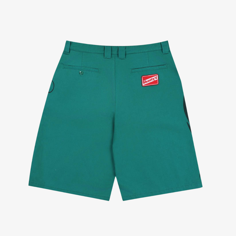 mens pleasures x shorty's gutierrez work shorts (green)