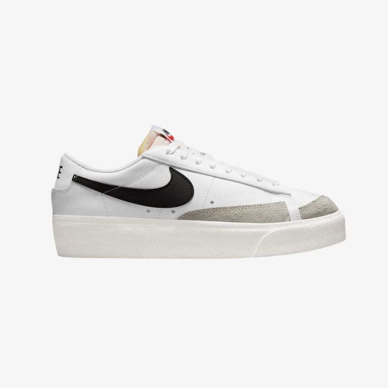 womens nike blazer low platform (white/black)