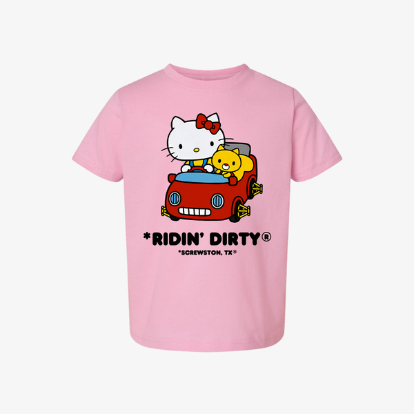 kids ridin' dirty slab kitty can print s/s tee (pink)