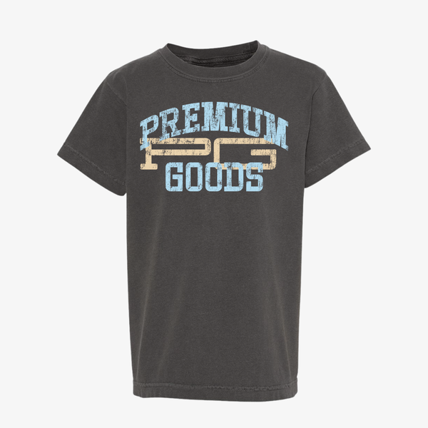 mens premiumgoods. varsity overlap logo s/s tee (vintage black)