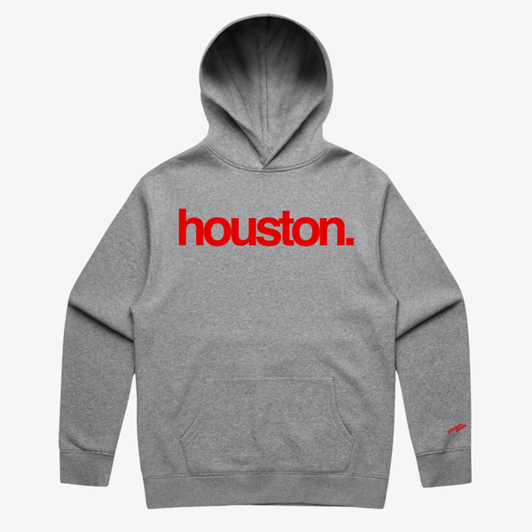 mens premiumgoods. houston. pullover hoodie (heather grey/red)