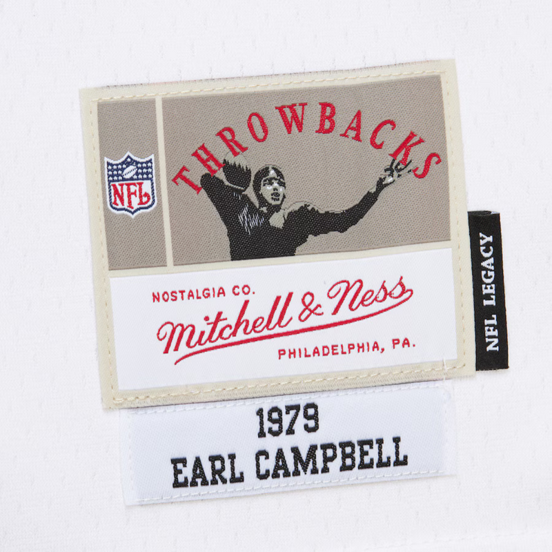 mens mitchell and ness earl campbell oilers jersey (white)