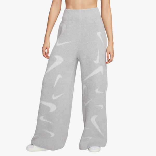 womens nike sportswear phoenix cozy bouclé high-waisted wide-leg knit pants (light smoke grey)