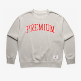 mens premiumgoods. arch logo crewneck sweater (faded bone)