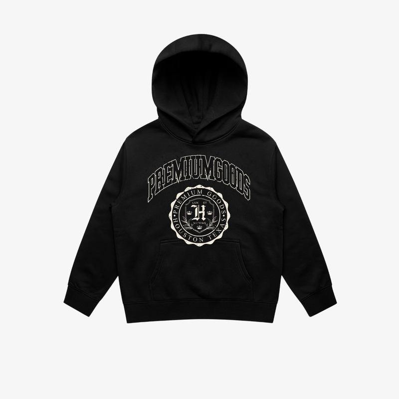 juniors premiumgoods. hoodie “crest” (black)