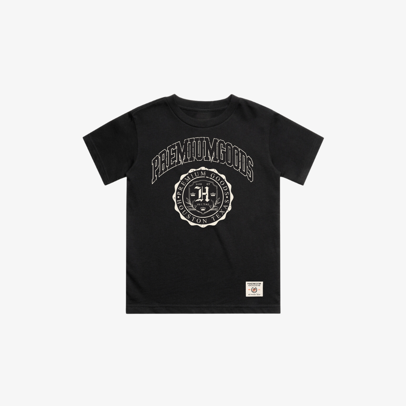 juniors premiumgoods. tee “crest” (faded black)