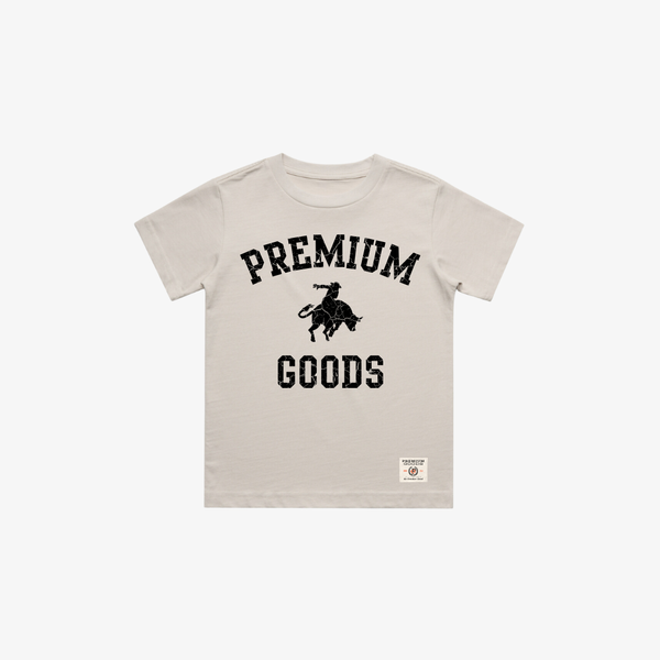 kids premiumgoods. tee “rodeo” (faded bone)