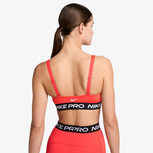 womens nike pro indy plunge medium-support padded sports bra (light crimson/white)