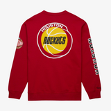 mens mitchell & ness houston rockets there and back fleece crew (red)