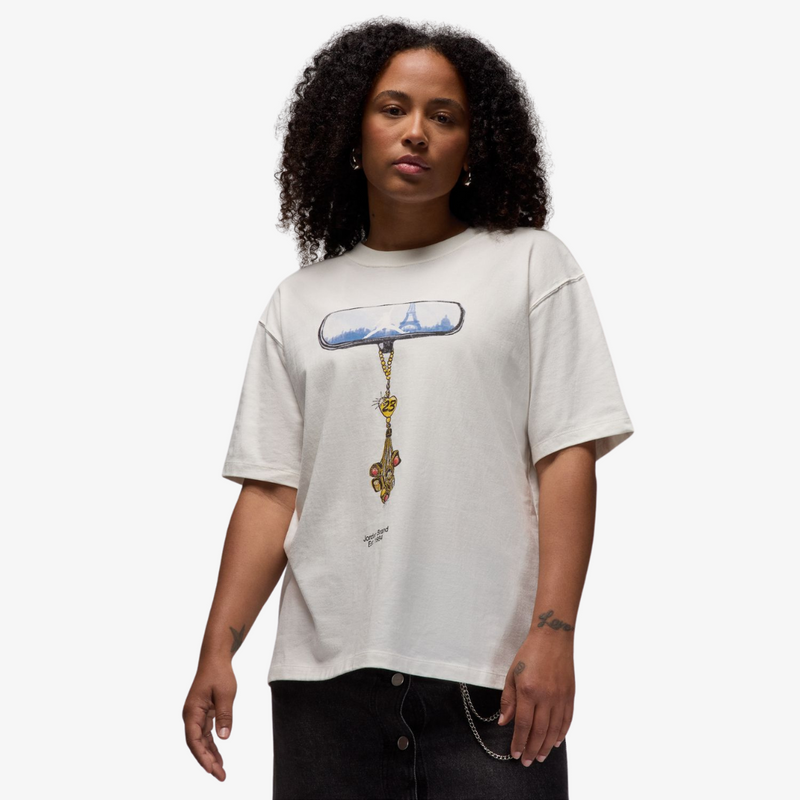 womens jordan girlfriend s/s tee (sail/black)