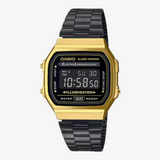 casio vintage digital watch (black/gold)