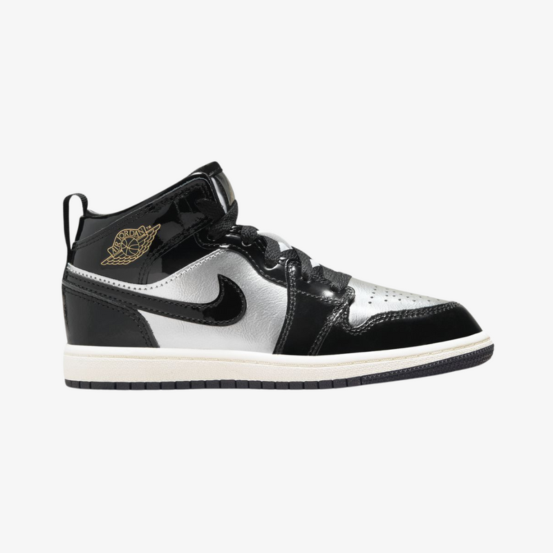 preschool jordan 1 mid se (black/metallic gold)